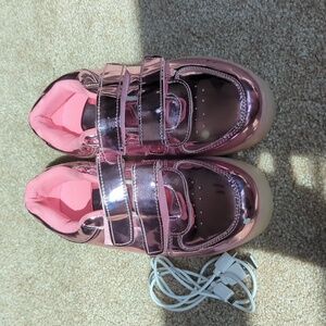 Shiny Pink Velcro Hip-hop Dance Light up Shoes
